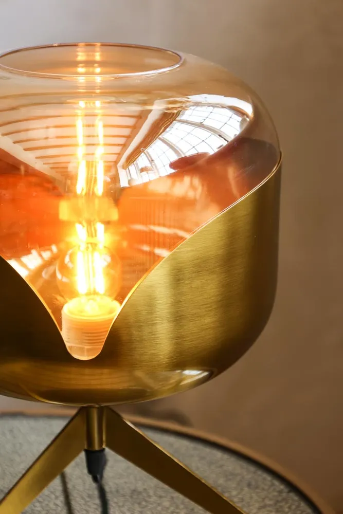 Retro Golden Glass Tripod Table Lamp