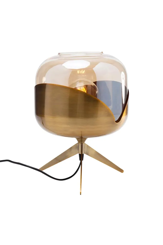 Retro Golden Glass Tripod Table Lamp