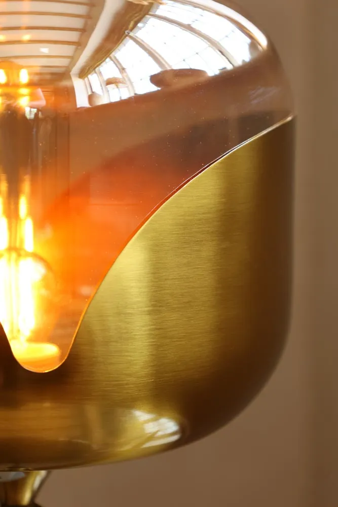Retro Golden Glass Tripod Table Lamp