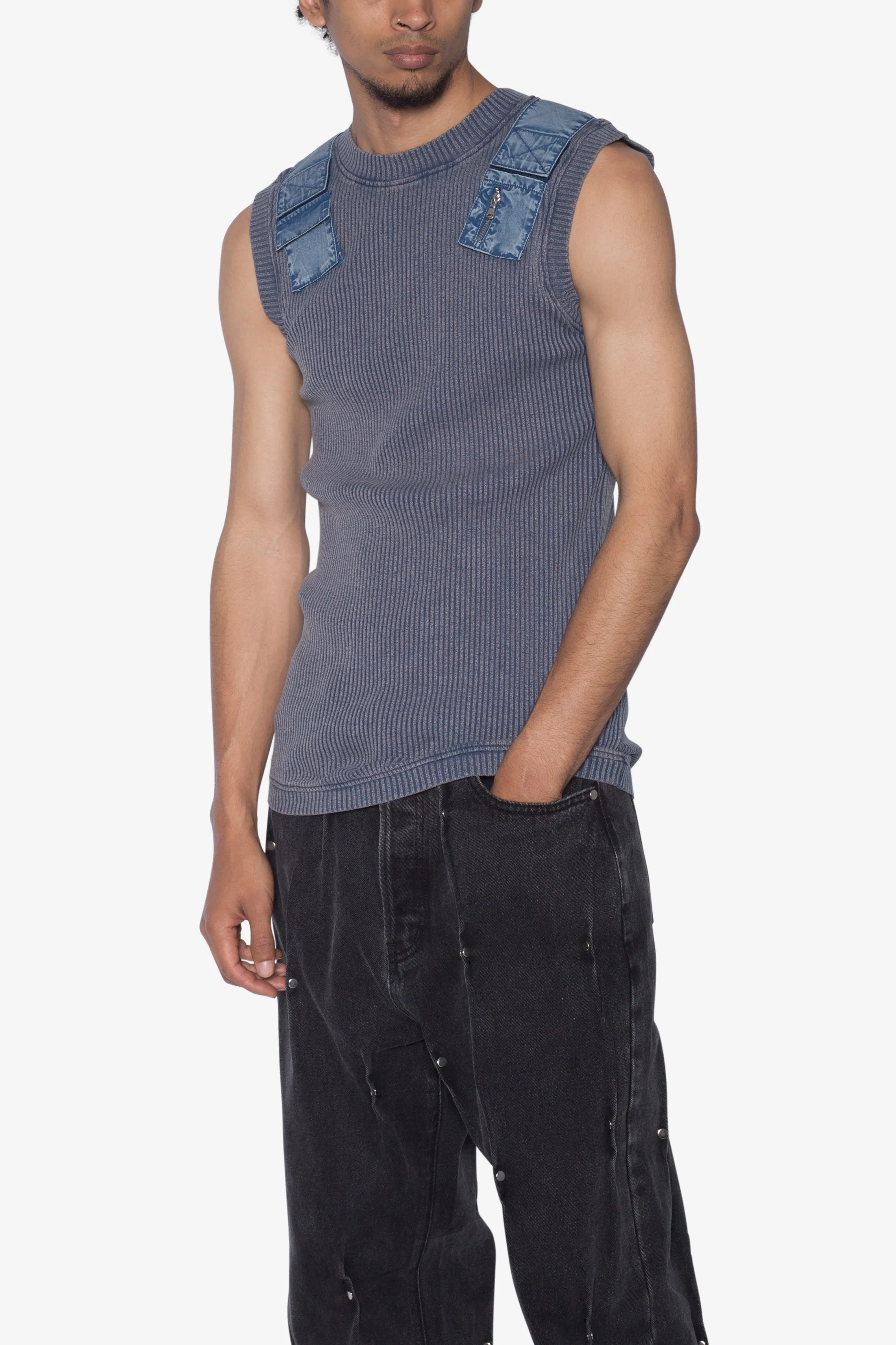 Ribbed Utility Vest - Blue