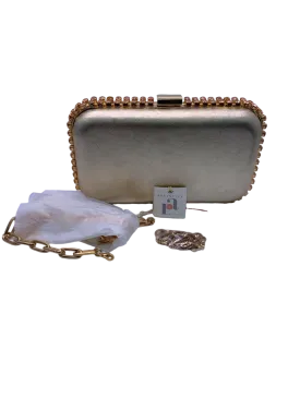 Rosantica Clio crystal-embellished leather clutch bag with shoulder chains