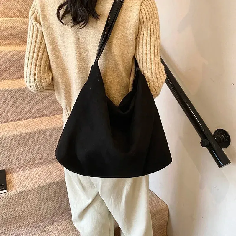 Sohiwoo Relaxation Sensation High-capacity Suede Velvet Leisure Ladies' Shoulder Bag Winter New Style Advanced Feeling Crossbody Bags