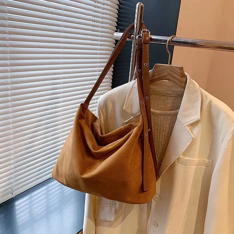 Sohiwoo Relaxation Sensation High-capacity Suede Velvet Leisure Ladies' Shoulder Bag Winter New Style Advanced Feeling Crossbody Bags