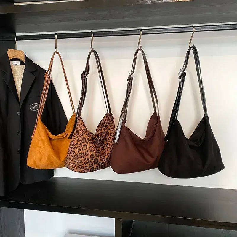 Sohiwoo Relaxation Sensation High-capacity Suede Velvet Leisure Ladies' Shoulder Bag Winter New Style Advanced Feeling Crossbody Bags