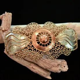 SOLD Huge Vintage Brutalist Modernist Abstract Belt Buckle, Sun Spores Celestial
