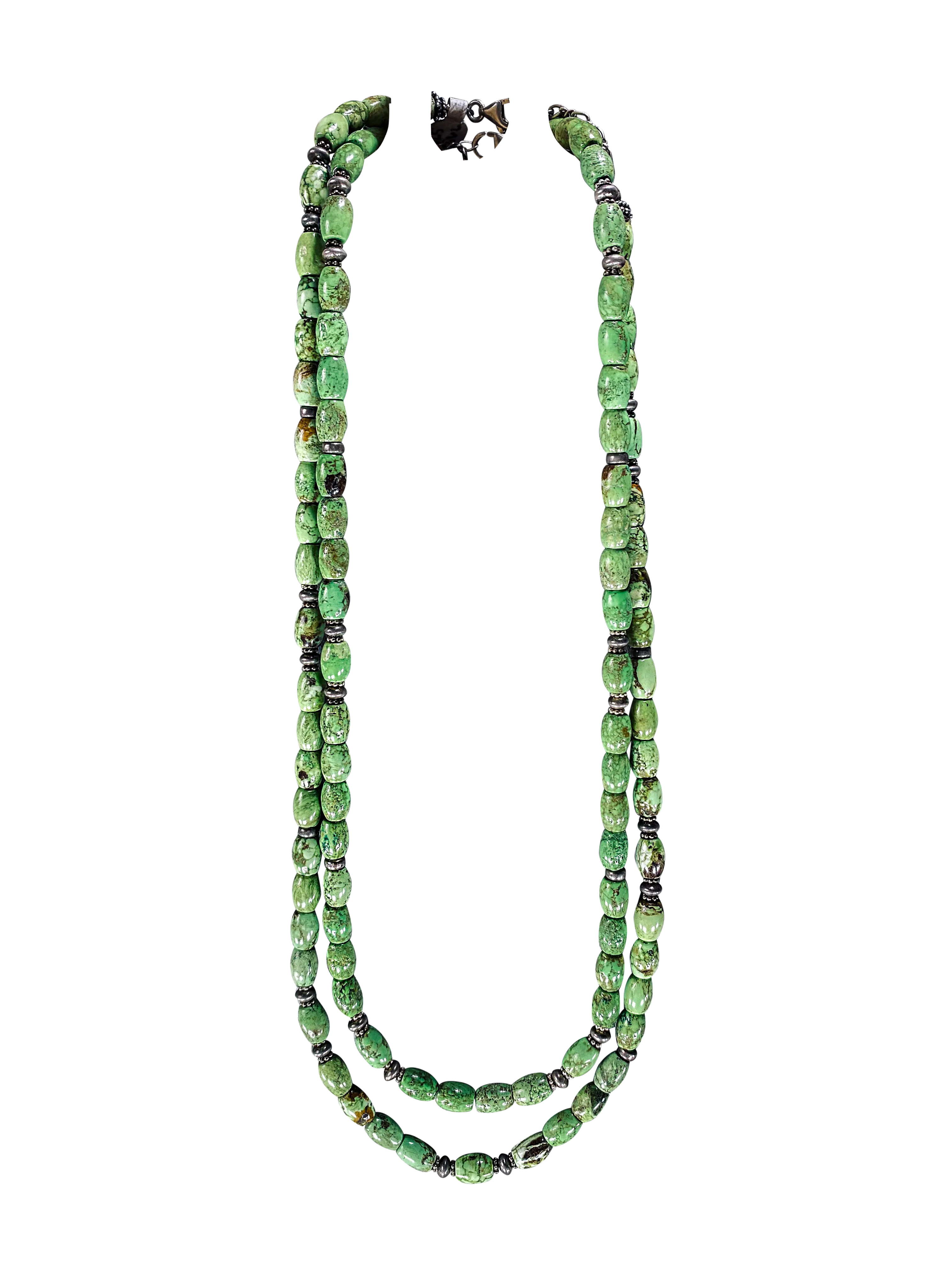 Sterling Silver & Gaspeite Beaded Necklace | Artisan Handmade