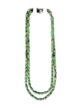 Sterling Silver & Gaspeite Beaded Necklace | Artisan Handmade
