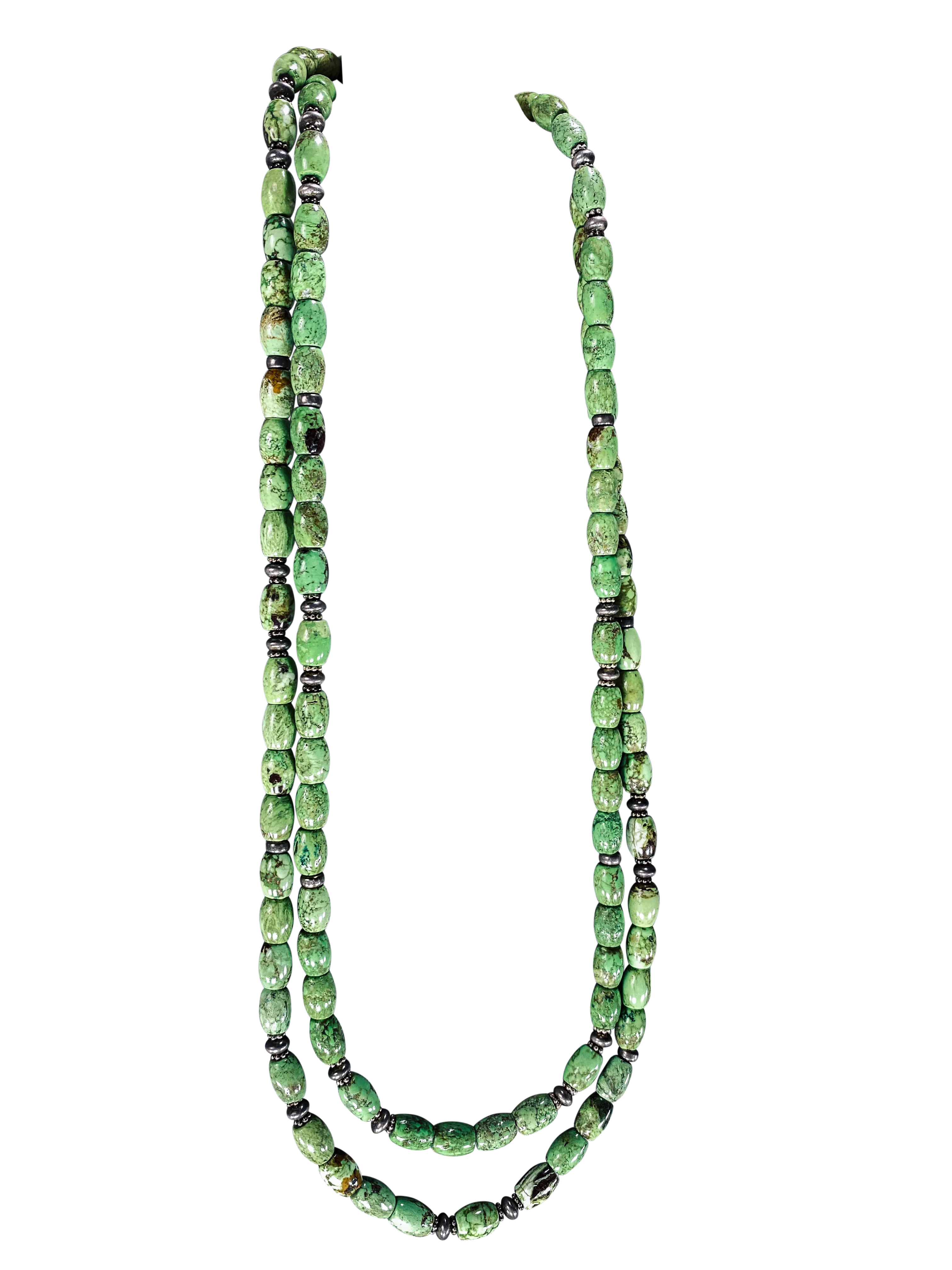 Sterling Silver & Gaspeite Beaded Necklace | Artisan Handmade