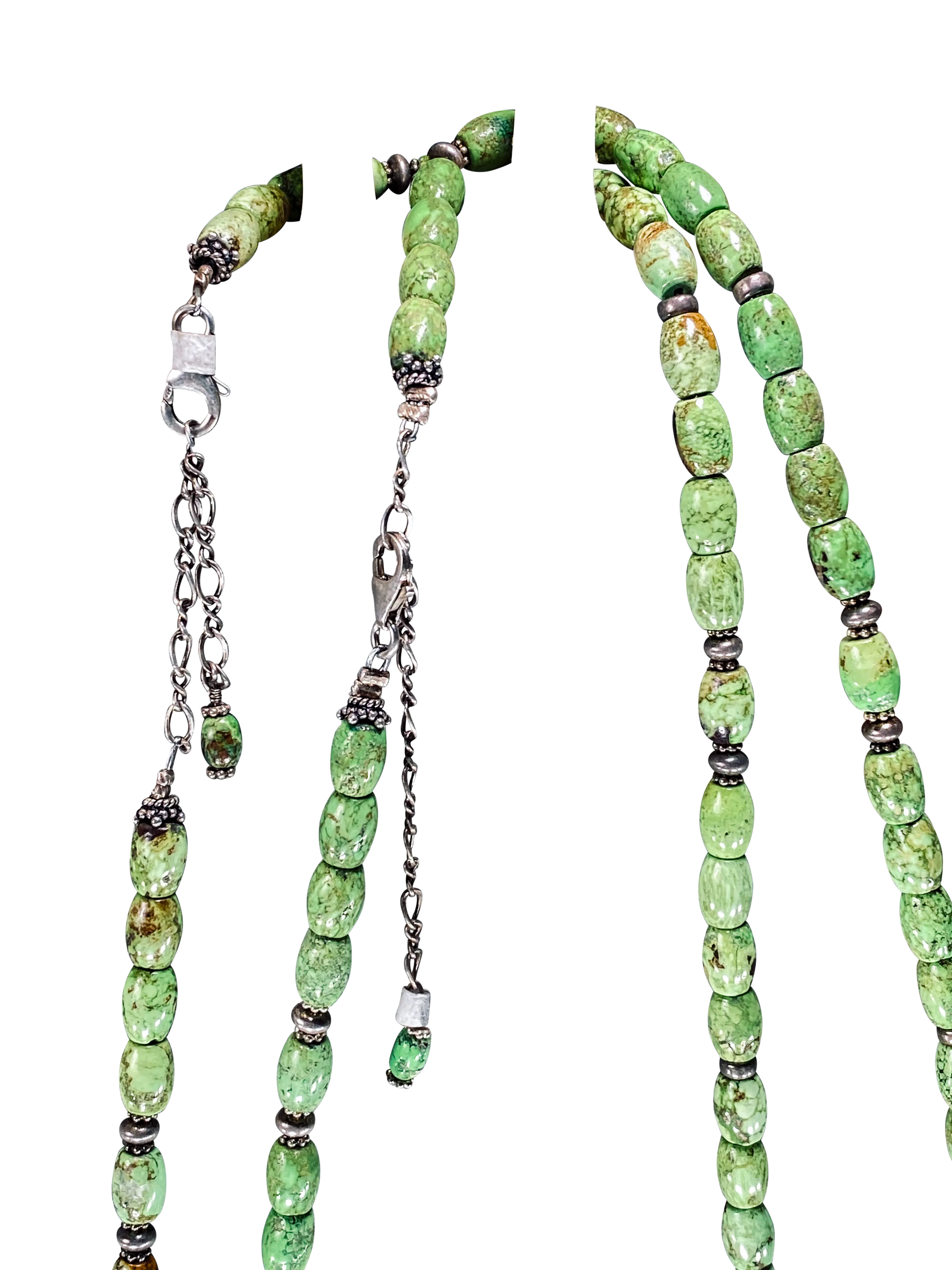 Sterling Silver & Gaspeite Beaded Necklace | Artisan Handmade