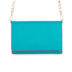 Teal & Pink Border Purse