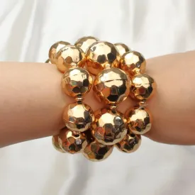 TFC Bold Textured Gold Plated Bracelet Stack (Set of 3)