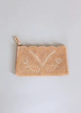 Vintage 1950s Pearl Beaded Evening Clutch Purse