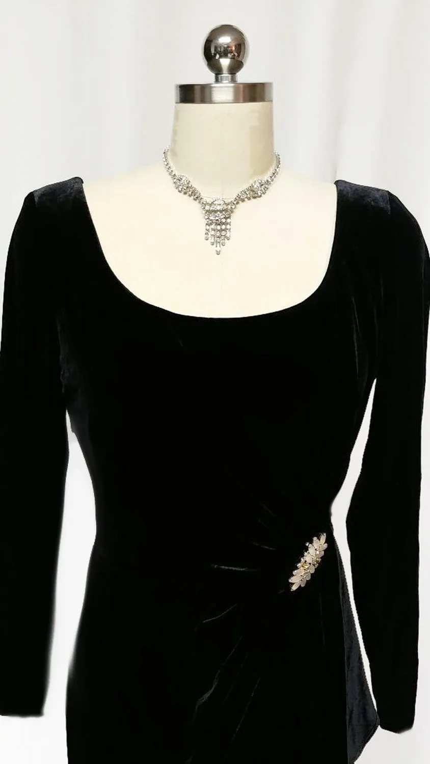 VINTAGE '30s / '40s LOOK JEFFREY & DARA EVENINGS DESIGNED BY TOM BARRA WITH RHINESTONE PIN