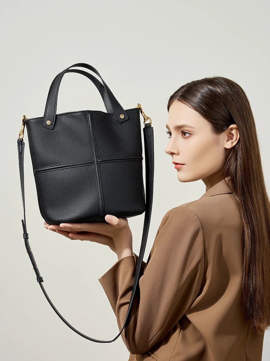Women Fashoin Leather Cross Body Bucket Bag