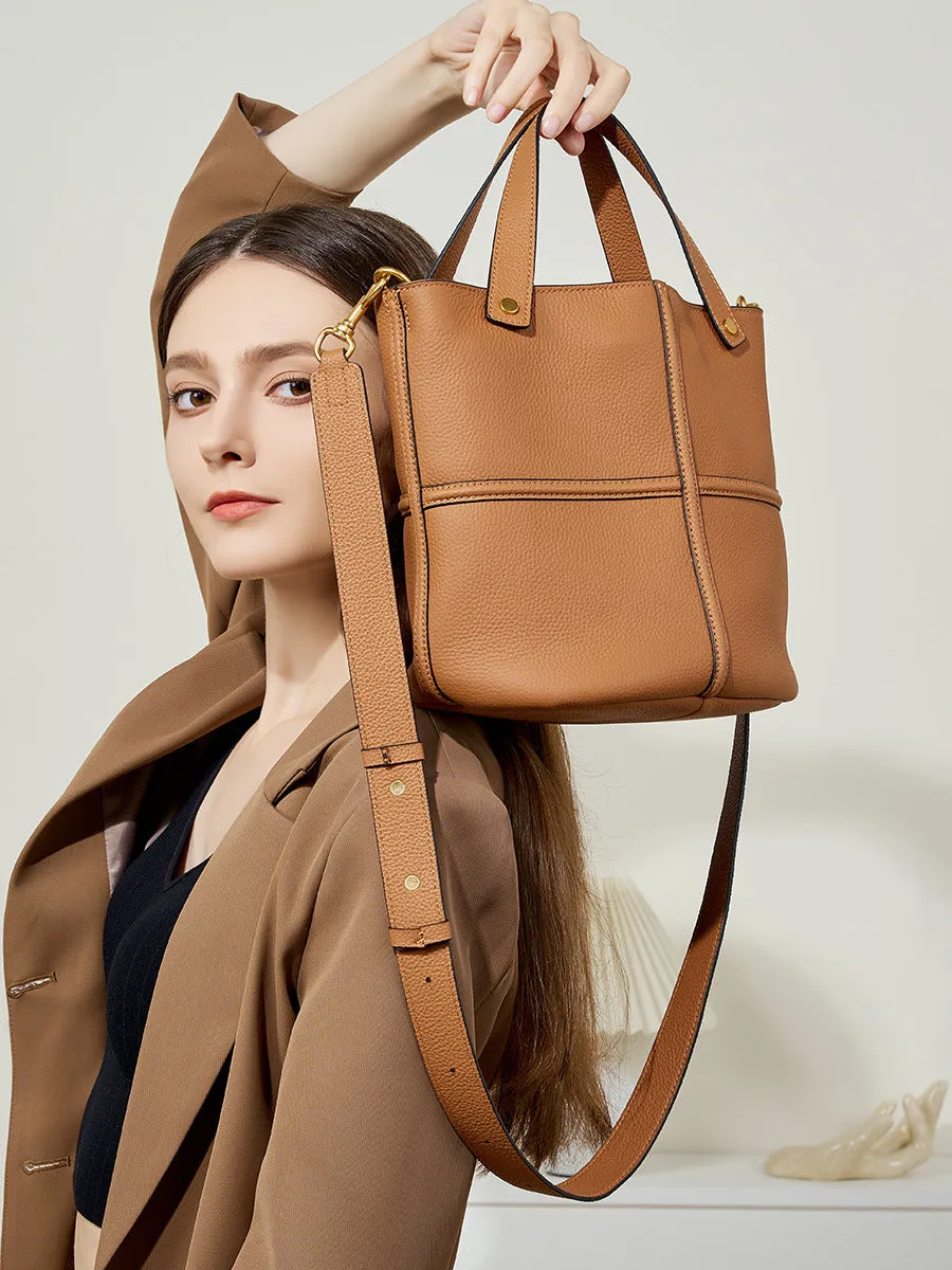 Women Fashoin Leather Cross Body Bucket Bag