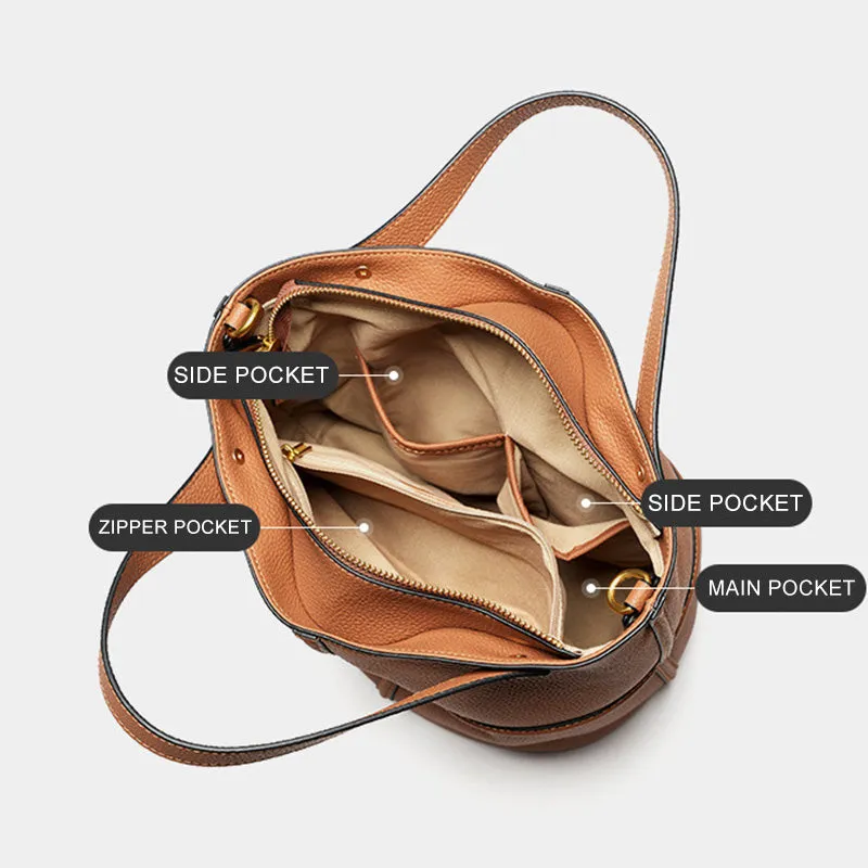 Women Fashoin Leather Cross Body Bucket Bag