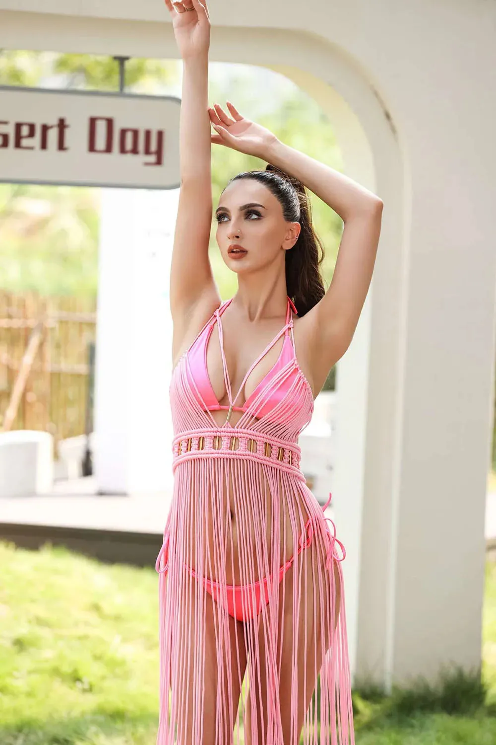 Women's Turtleneck Tassel Sheer Maxi Dress – Sexy Club & Beach Party Outfit