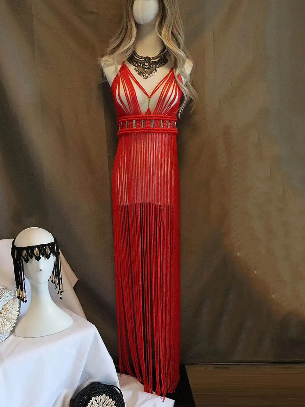 Women's Turtleneck Tassel Sheer Maxi Dress – Sexy Club & Beach Party Outfit