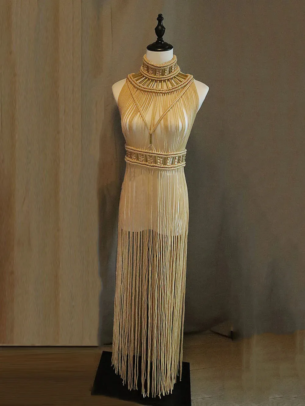 Women's Turtleneck Tassel Sheer Maxi Dress – Sexy Club & Beach Party Outfit